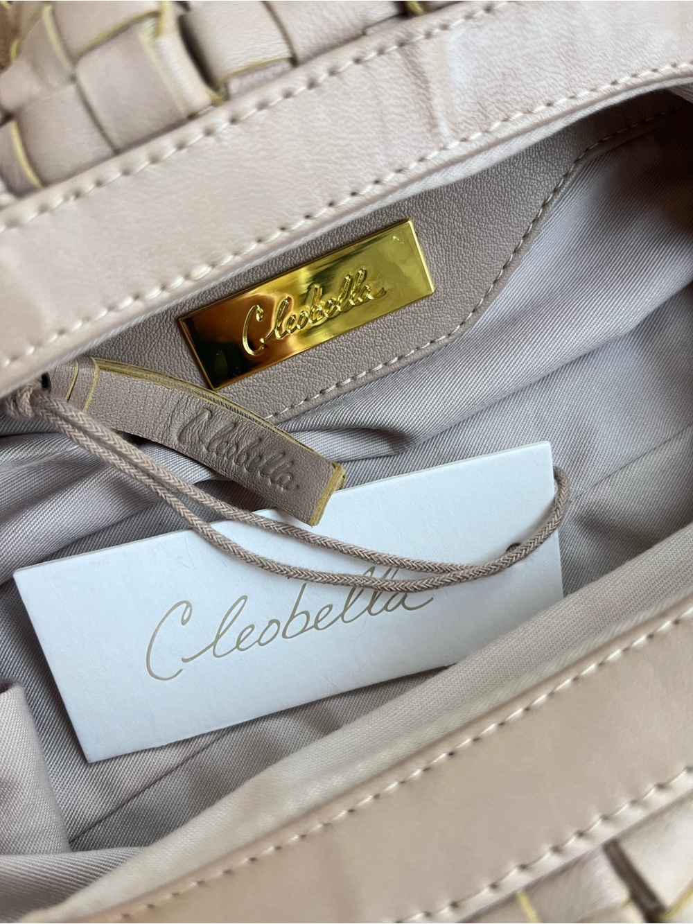 NWT Cleobella Gigi tan leather woven clutch - Picture 4 of 8